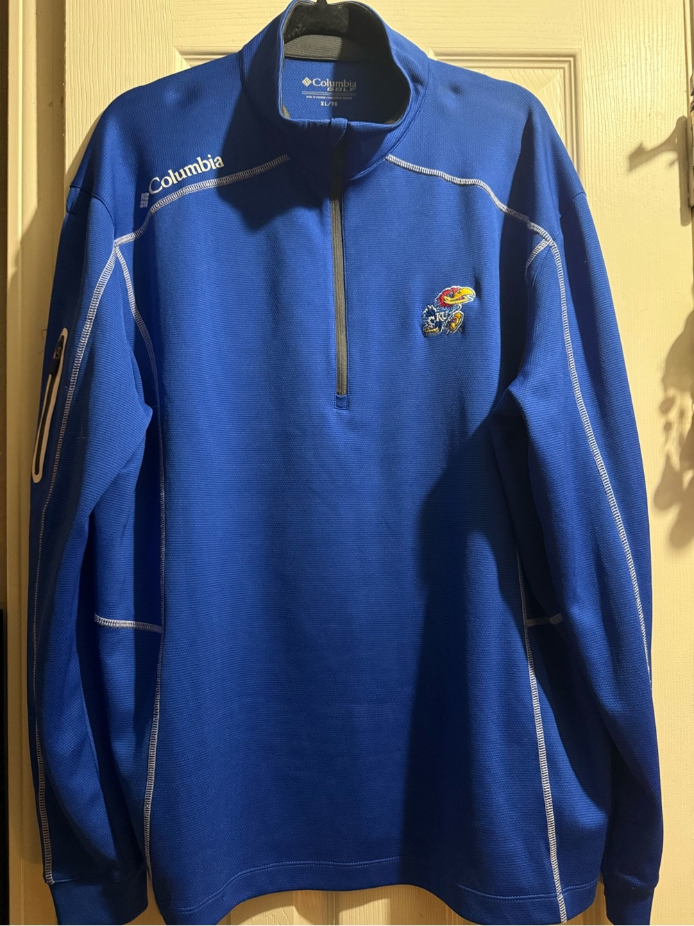 Columbia Men's Kansas Jayhawks Blue Quarter-Zip pullover XL